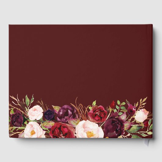 Elegantes Gästebuch in Bordeaux und Rosa (Rückseite)