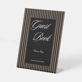 Elegantes Gästebuch in Schwarz und Braun Streifen Sockelschild
