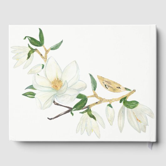 Elegantes Gästebuch mit Magnolie (Rückseite)