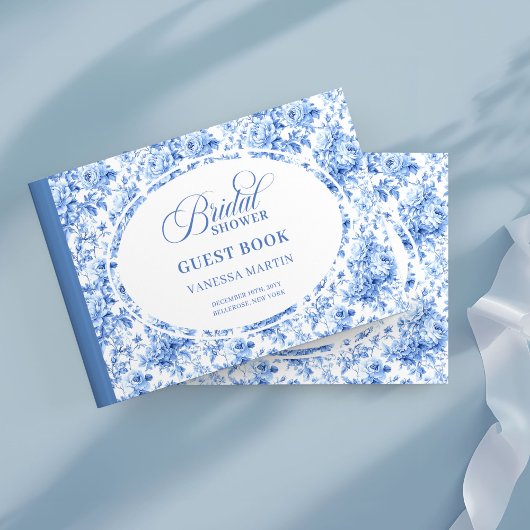 Elegantes Gästebuch mit Navy-Toile-Rosen für die B