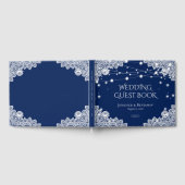 Elegantes Gästebuch Navy Blue und Lace Wedding (Voll)