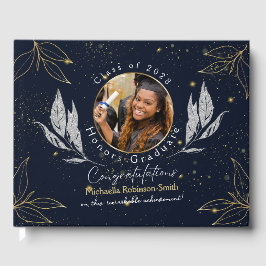 Elegantes Gästebuch Navy Gold Abschluss