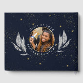 Elegantes Gästebuch Navy Gold Abschluss (Rückseite)