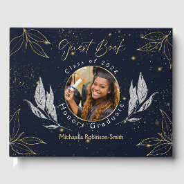 Elegantes Gästebuch Navy Gold Abschluss