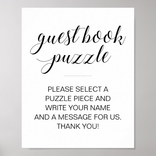 Elegantes Gästebuch Puzzle Wedding Sign (Vorne)
