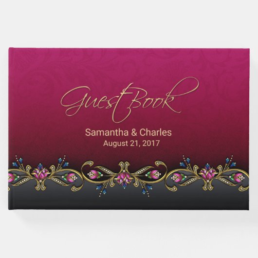 Elegantes Gästebuch Wine Red Wedding (Vorderseite)