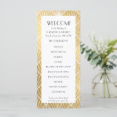 Elegantes Gatsby-Deco-Hochzeitsprogramm in Weiß un Programm (Stehend Vorderseite)