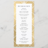 Elegantes Gatsby Deko White & Gold Hochzeitsprogra Programm (Rückseite)