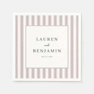 Elegantes gebändert Minimalistisch Beige Serviette