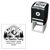 Elegantes Gebirge Bäume Sonnenvögel #2 Namensadres Permastempel (Beispiel)