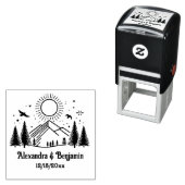 Elegantes Gebirge Bäume Sonnenvögel Datum Permastempel (Beispiel)