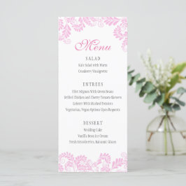 Elegantes Geblüht Rosa Hochzeitsmenü Menükarte