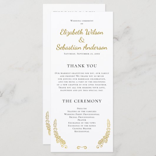 Elegantes Geblüht White Wedding Programm (Vorne/Hinten)