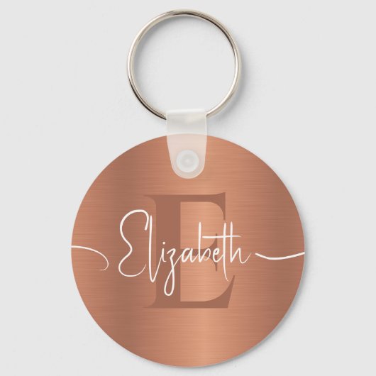 Elegantes, gebürstetes Kupfer-Metall, Girly Mit Mo Schlüsselanhänger (Vorderseite)