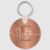 Elegantes, gebürstetes Kupfer-Metall, Girly Mit Mo Schlüsselanhänger (Rückseite)