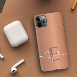 Elegantes gebürstetes Kupfer Metall Luxus Mit Mono iPhone 11Pro Max Hülle