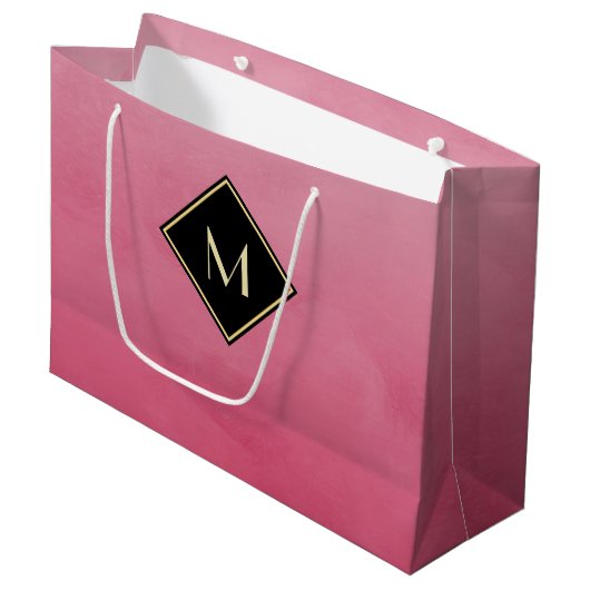 Elegantes gebürstetes Rosa mit einfachem Große Geschenktüte (Vorderseite Schrägansicht)