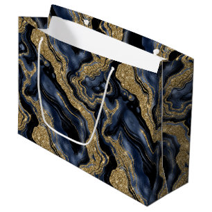 Elegantes Geburtstagsdesign in Navyblau und Goldgl Große Geschenktüte