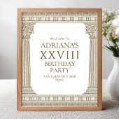 Elegantes Geburtstagsparty-Zeichen mit Steinelemen Poster