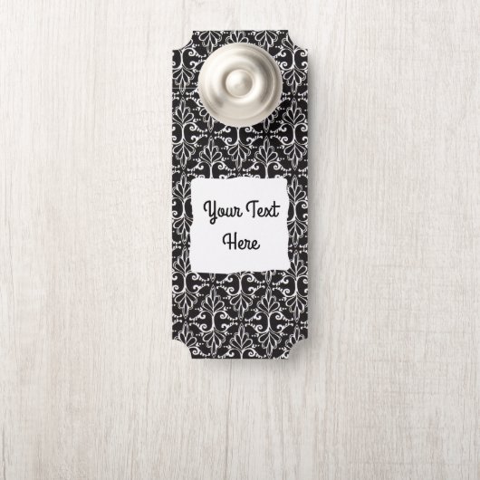 Elegantes, gecrolltes Damaskus-Design Schwarz-weiß Türanhänger (Auf Knauf)