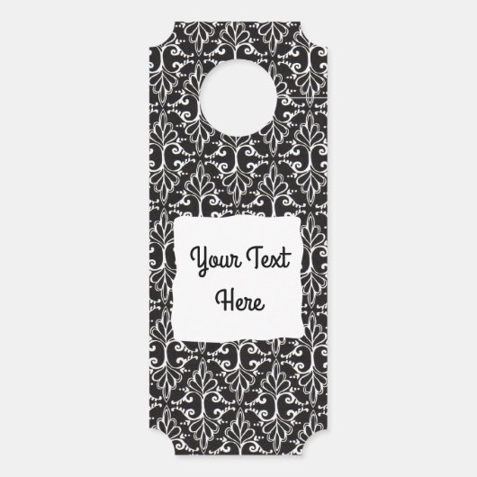 Elegantes, gecrolltes Damaskus-Design Schwarz-weiß Türanhänger (Rückseite)