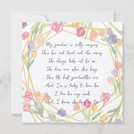 Elegantes Gedicht für Großmutter (Vorderseite)