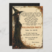 Elegantes Gedicht Spooktacular I Hexe Beige Hallow Einladung (Vorne/Hinten)