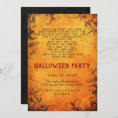 Elegantes Gedicht und dunkle Bäume Orangefarbenes  Einladung (Vorne/Hinten)