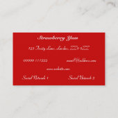 Elegantes gefrorenes Erdbeergetränk Visitenkarte (Rückseite)
