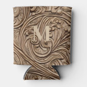 Elegantes, gehobenes Leichtholz Mit Monogramm Dosenkühler (Vorderseite)