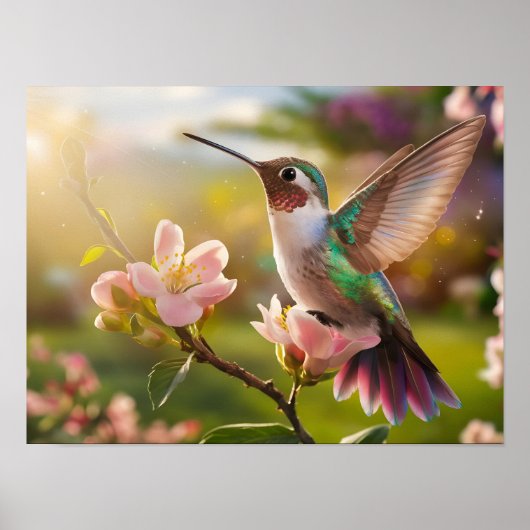 Elegantes Geisttier: Hummingbird im Flug Poster (Vorne)