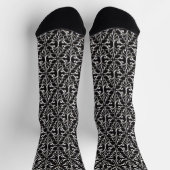 Elegantes, gekreuztes Damaskus-Muster Schwarz-weiß Socken (Oben)