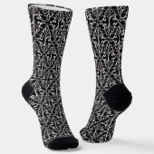 Elegantes, gekreuztes Damaskus-Muster Schwarz-weiß Socken (Gewinkelt)