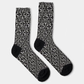 Elegantes, gekreuztes Damaskus-Muster Schwarz-weiß Socken (Rechts)
