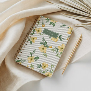 Elegantes Gelb & Beige Blütenblatt Floral Notizblock
