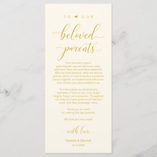 Elegantes Gelb Gold, Platzierung Dankeschön Karte (Vorderseite)