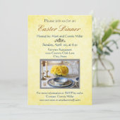 Elegantes Gelb mit Rose Ostern Einladung (Stehend Vorderseite)