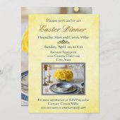 Elegantes Gelb mit Rose Ostern Einladung (Vorne/Hinten)