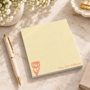Elegantes Gelb-Orange-Blumenmuster mit personalisi Notizblock