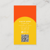 Elegantes Gelb & Orange Foto, QR Code Schönheitssa Visitenkarte (Rückseite)