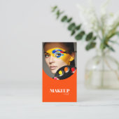 Elegantes Gelb & Orange Foto, QR Code Schönheitssa Visitenkarte (Stehend Vorderseite)