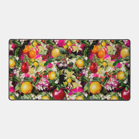 Elegantes, gelb-rosa Orangenmuster Schreibtischunterlage (Vorderseite)