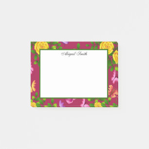 Elegantes Gelb Rosa und Lila Rose Blume Post-it Klebezettel