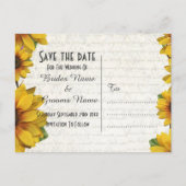 Elegantes Gelbblütenland Save the Date Ankündigungspostkarte (Rückseite)