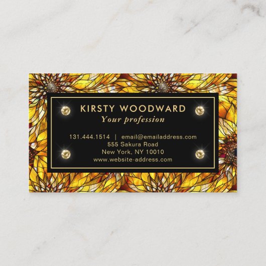 Elegantes Gelbblütenmuster Visitenkarte (Rückseite)