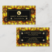 Elegantes Gelbblütenmuster Visitenkarte (Vorne/Hinten)
