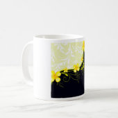 Elegantes gelbes Blumen-Damaskus Kaffeetasse (Vorderseite Links)