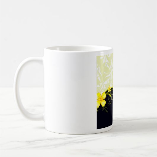 Elegantes gelbes Blumen-Damaskus Kaffeetasse (Links)