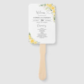 Elegantes gelbes Blumen-Hochzeitsprogramm-Handfäch Fächer (Vorderseite)