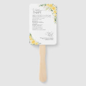 Elegantes gelbes Blumen-Hochzeitsprogramm-Handfäch Fächer (Rückseite)